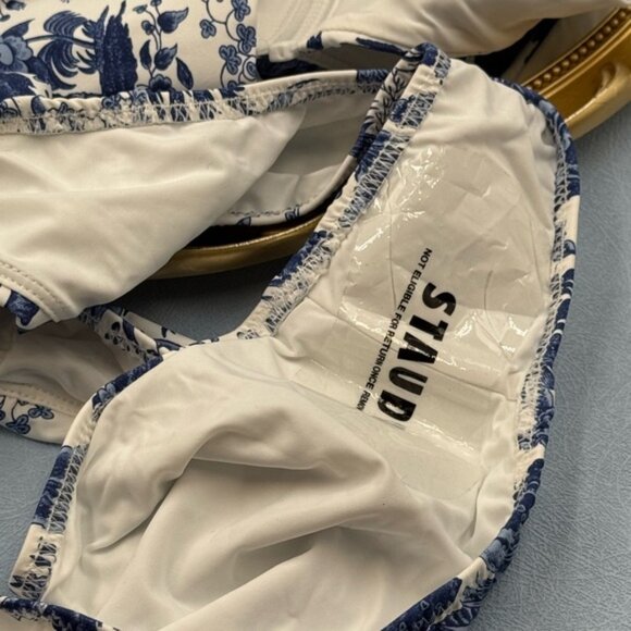 🆕 STAUD 🧿 NWT Blue Toile Bikini Set, Mala Top & Corsage Bottom - Sz L - Blue - Picture 14 of 16